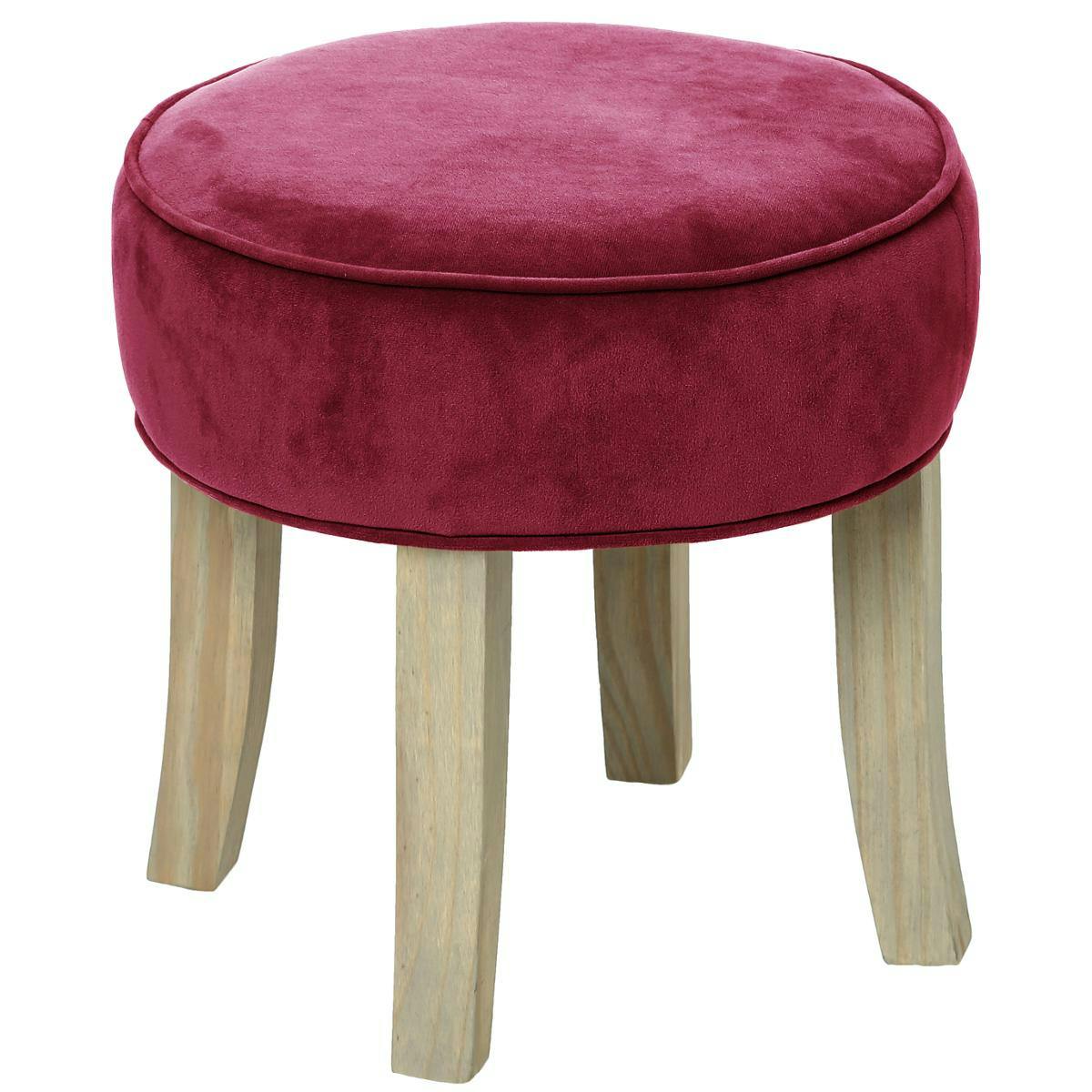 Tabouret bas rond velours rose cerise
