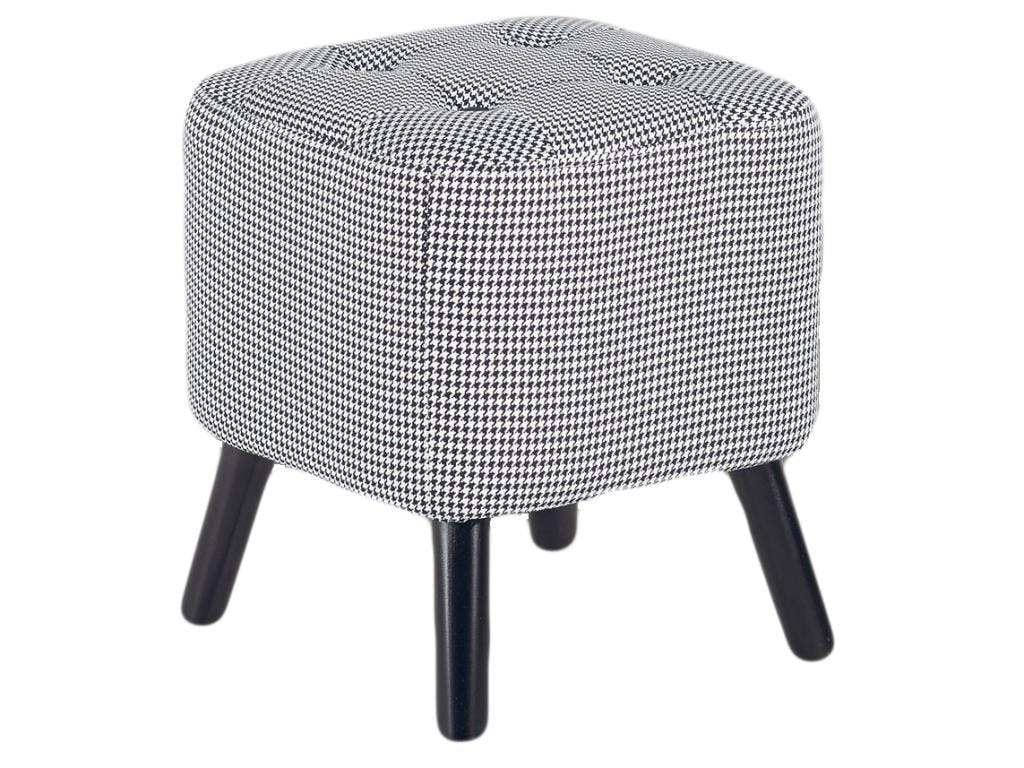 Tabouret bas tissu pied de poule PAXIE