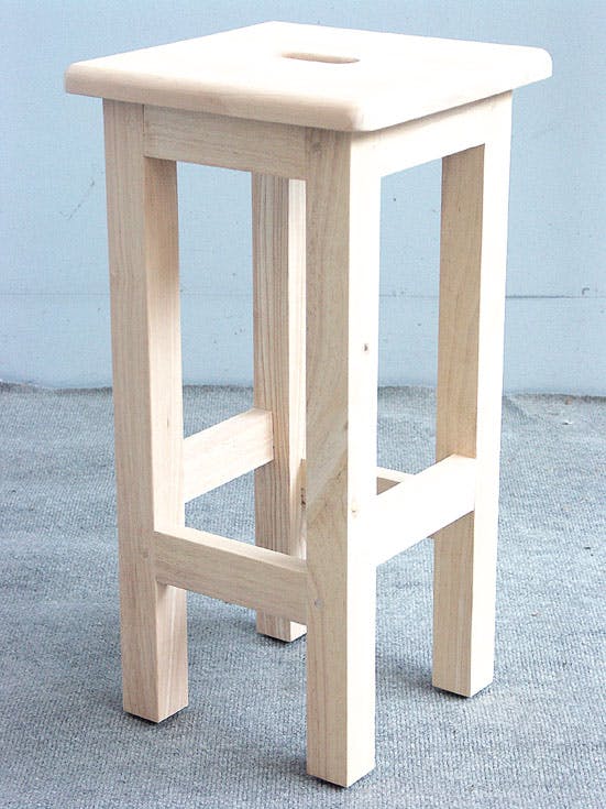 Tabouret carré droit Hévéa 28x28x55cm TRADITION