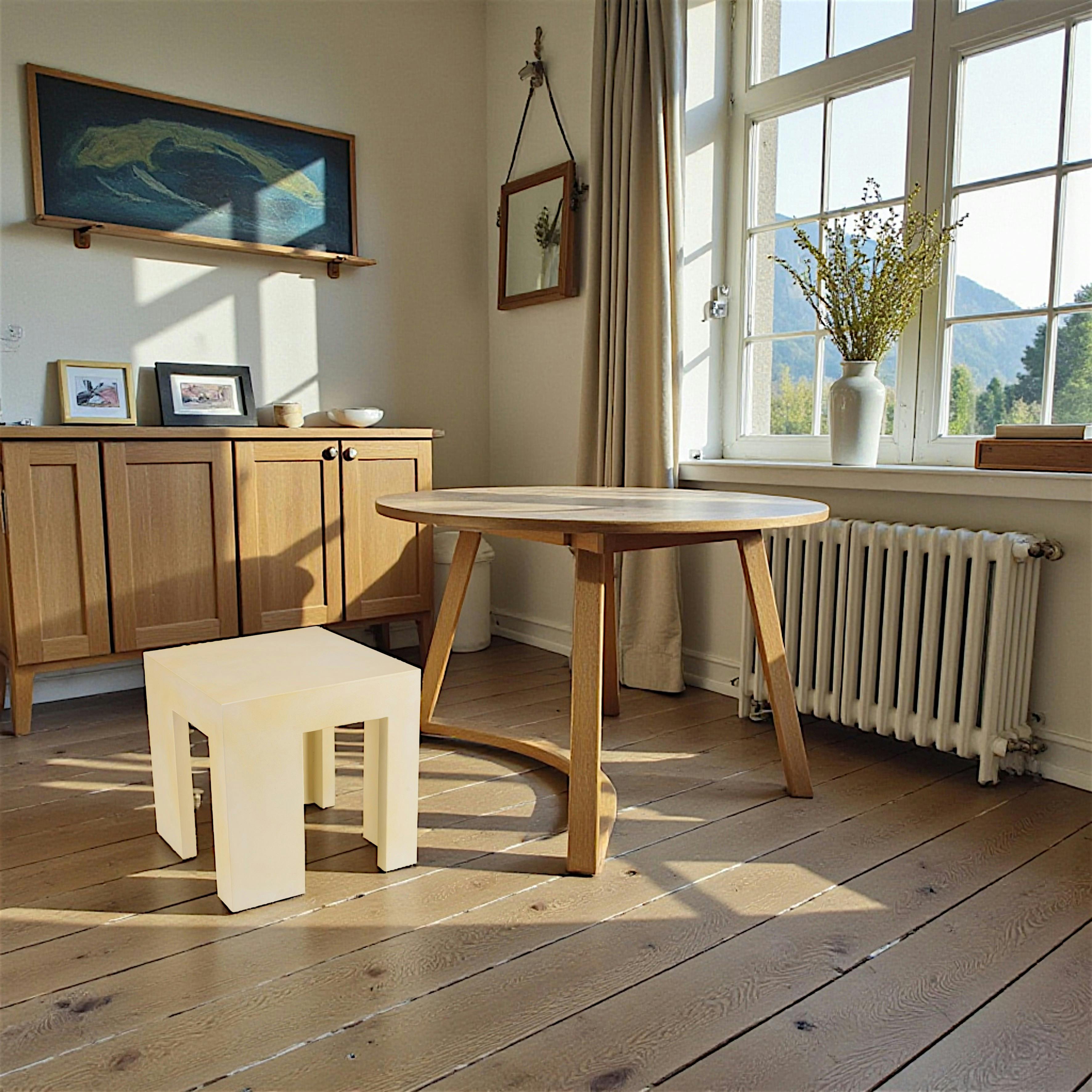Tabouret carré en béton beige BRASILIA