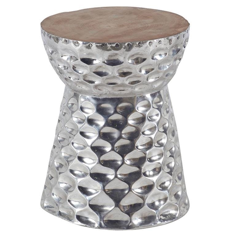 Tabouret champignon 45cm - teck et aluminium MARRAKECH