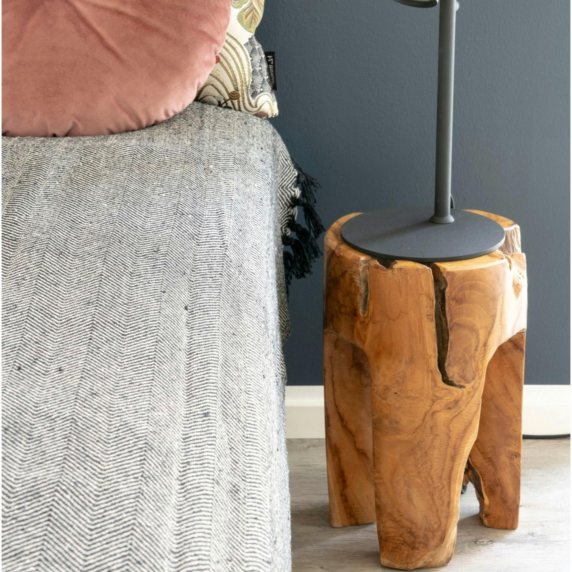 Tabouret chevet en bois de teck - 3 pieds ARIZONA