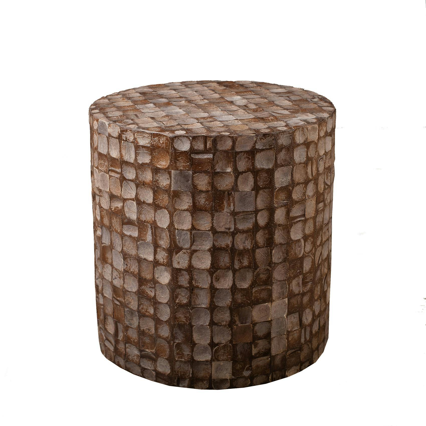 Tabouret COCO cylindre coconut café D40cm