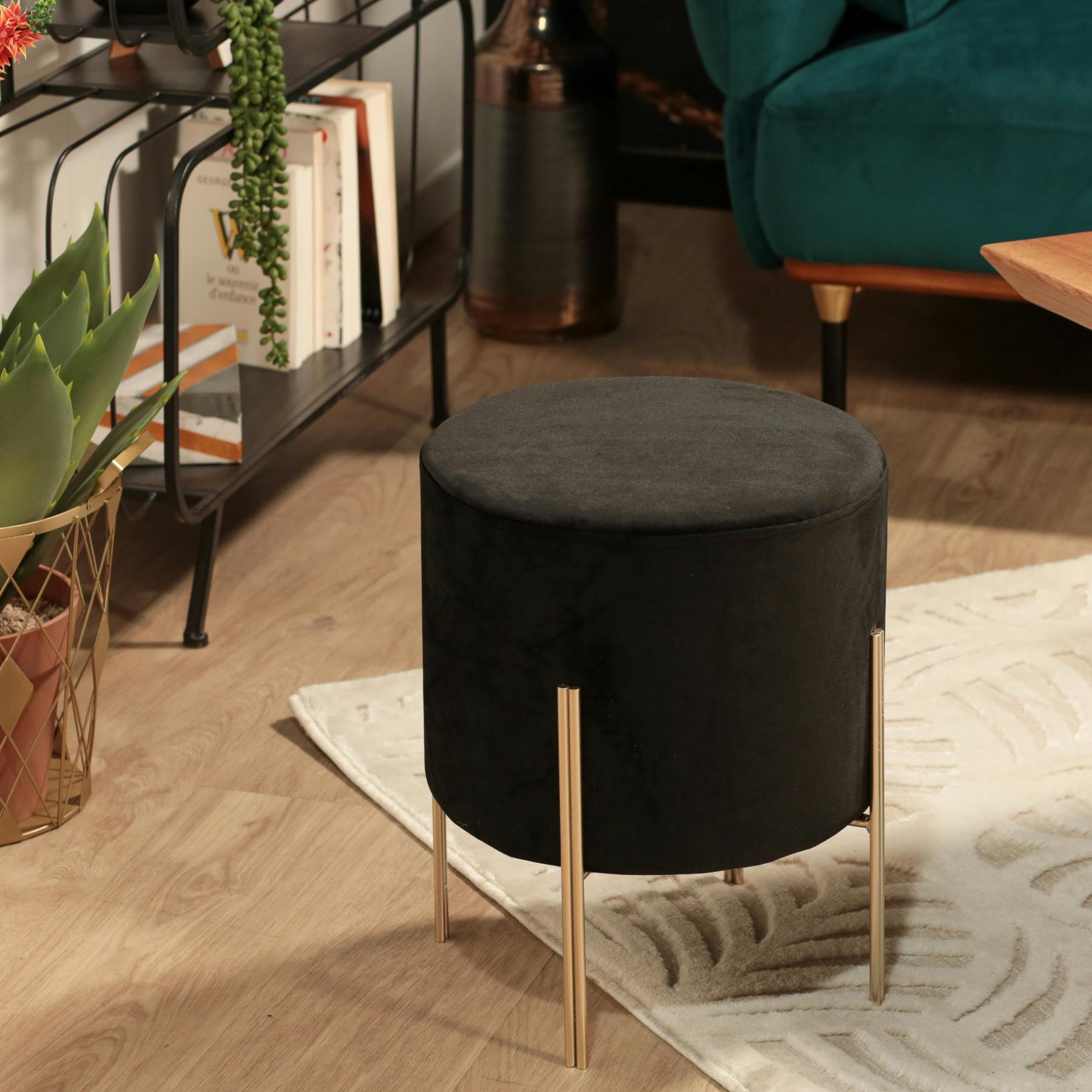 Tabouret contemporain velours noir