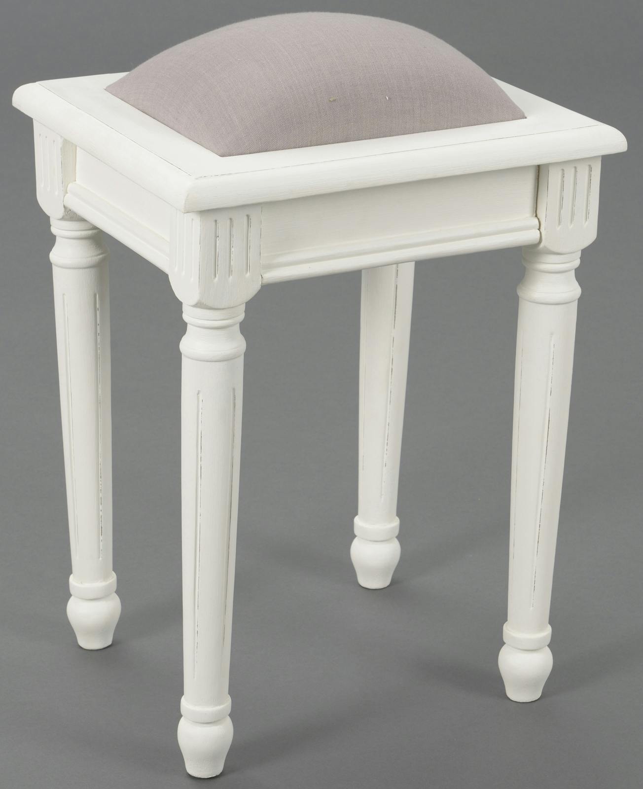Tabouret Dagobert Classique Chic AGATHE L 34 X P 30 X H 52 Blanc Antique AMADEUS