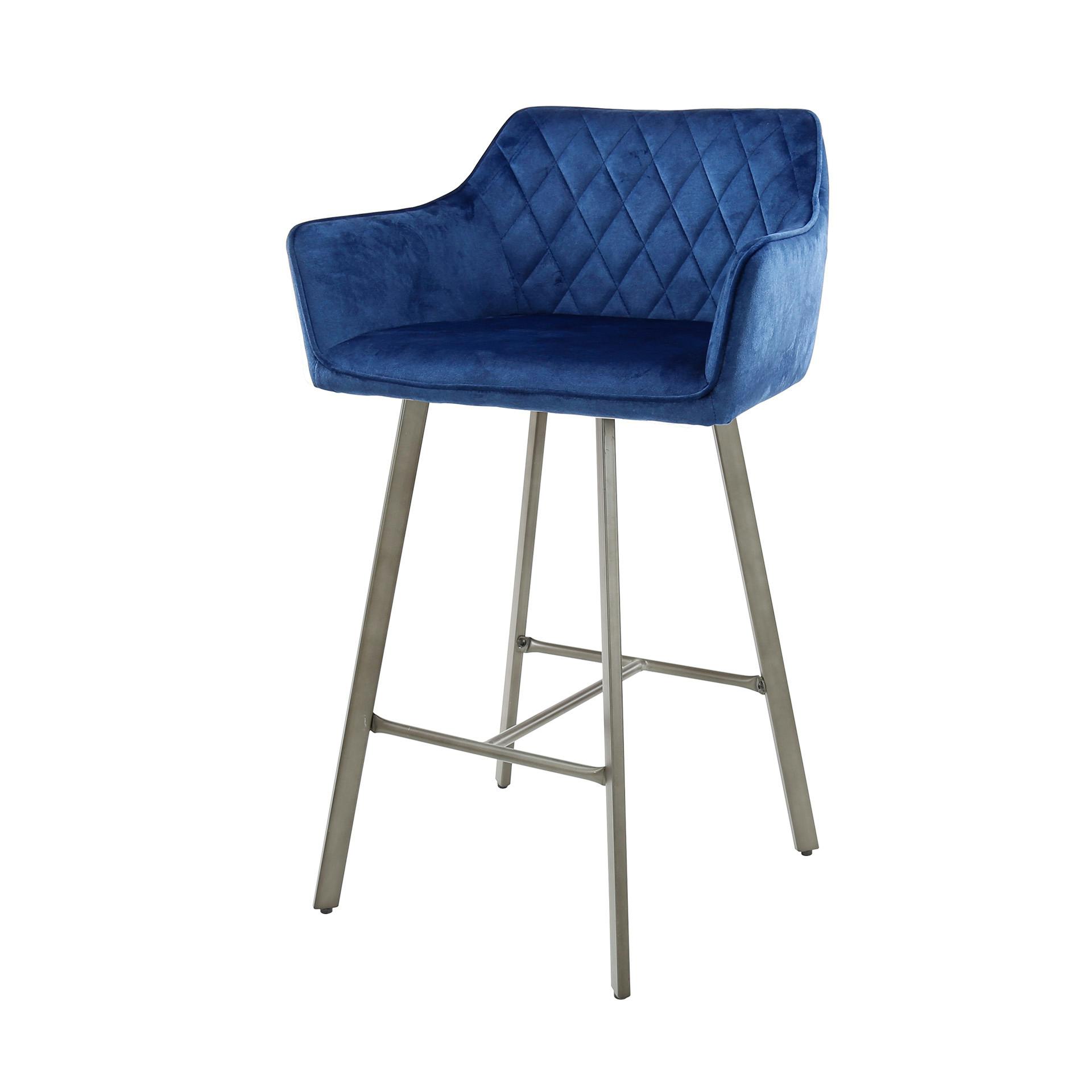 Tabouret de bar avec accoudoirs en velours bleu MELBOURNE