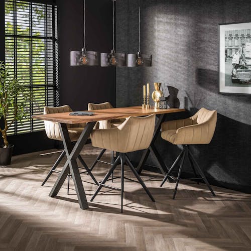 Tabouret de bar beige en velours avec fonction pivotante (lot de 2) MELBOURNE