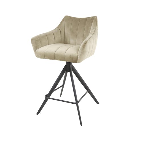 Tabouret de bar beige en velours avec fonction pivotante (lot de 2) MELBOURNE