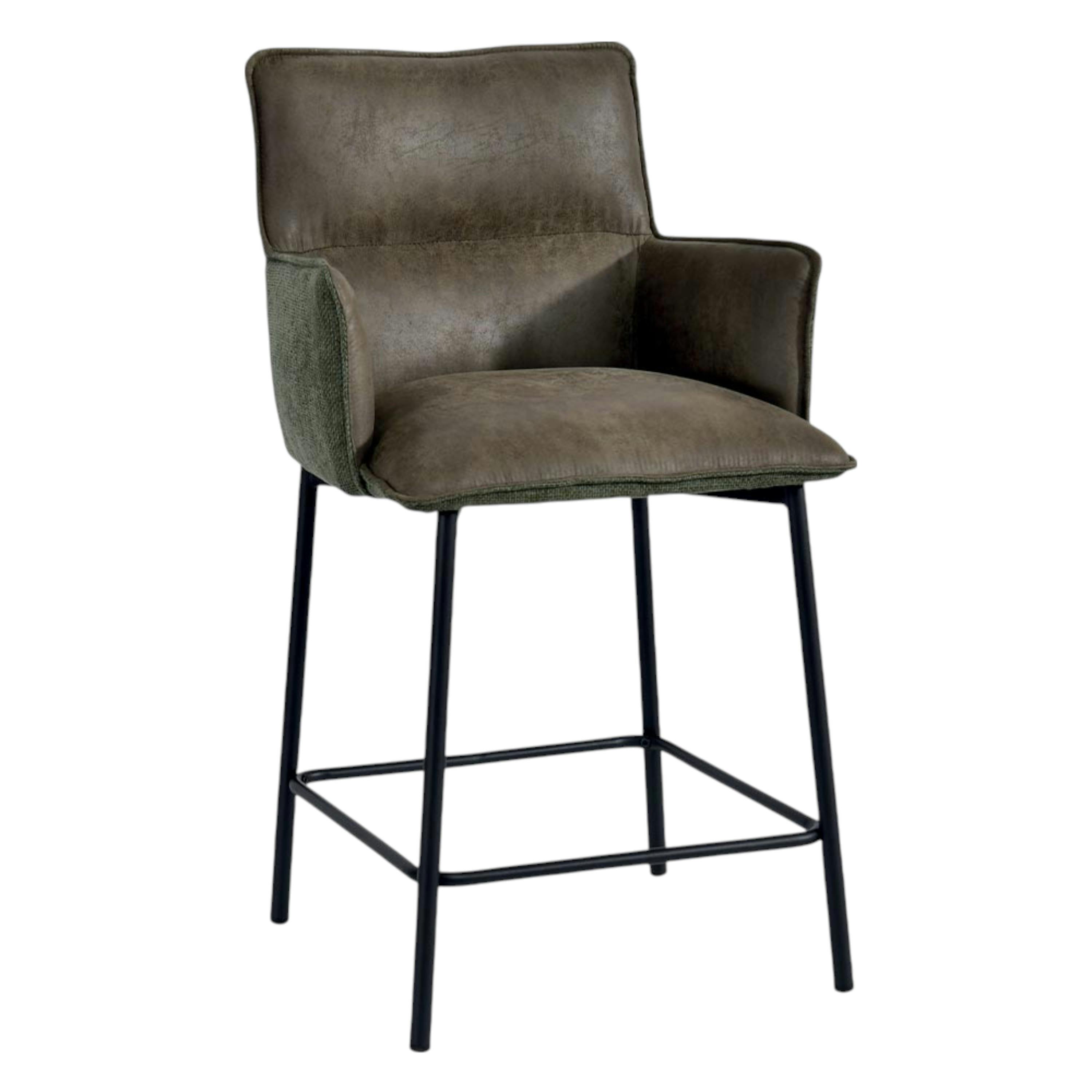 Tabouret de bar bi-matière vert (lot de 2) KERALA