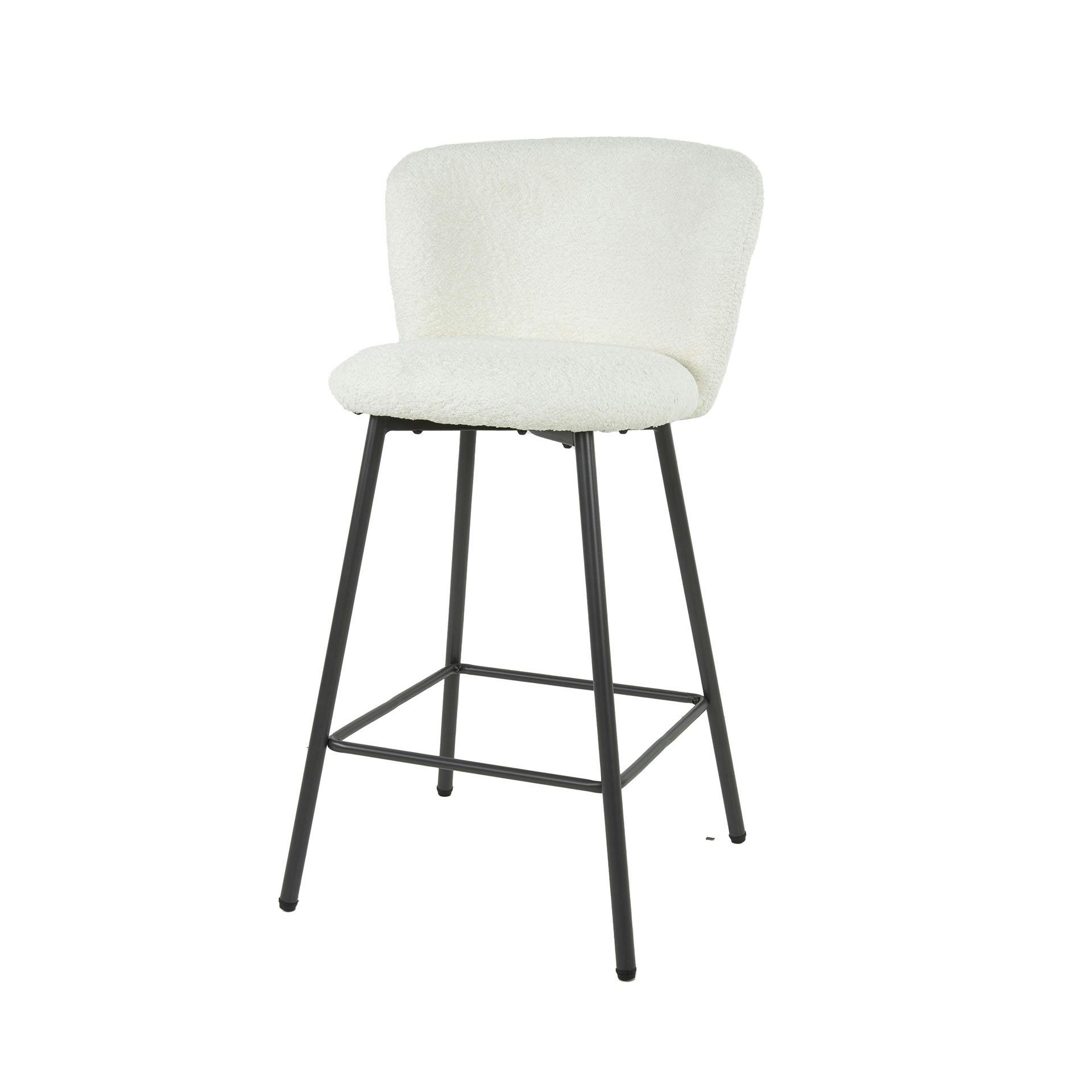 Tabouret de bar blanc en tissu bouclette (lot de 2) GALWAY