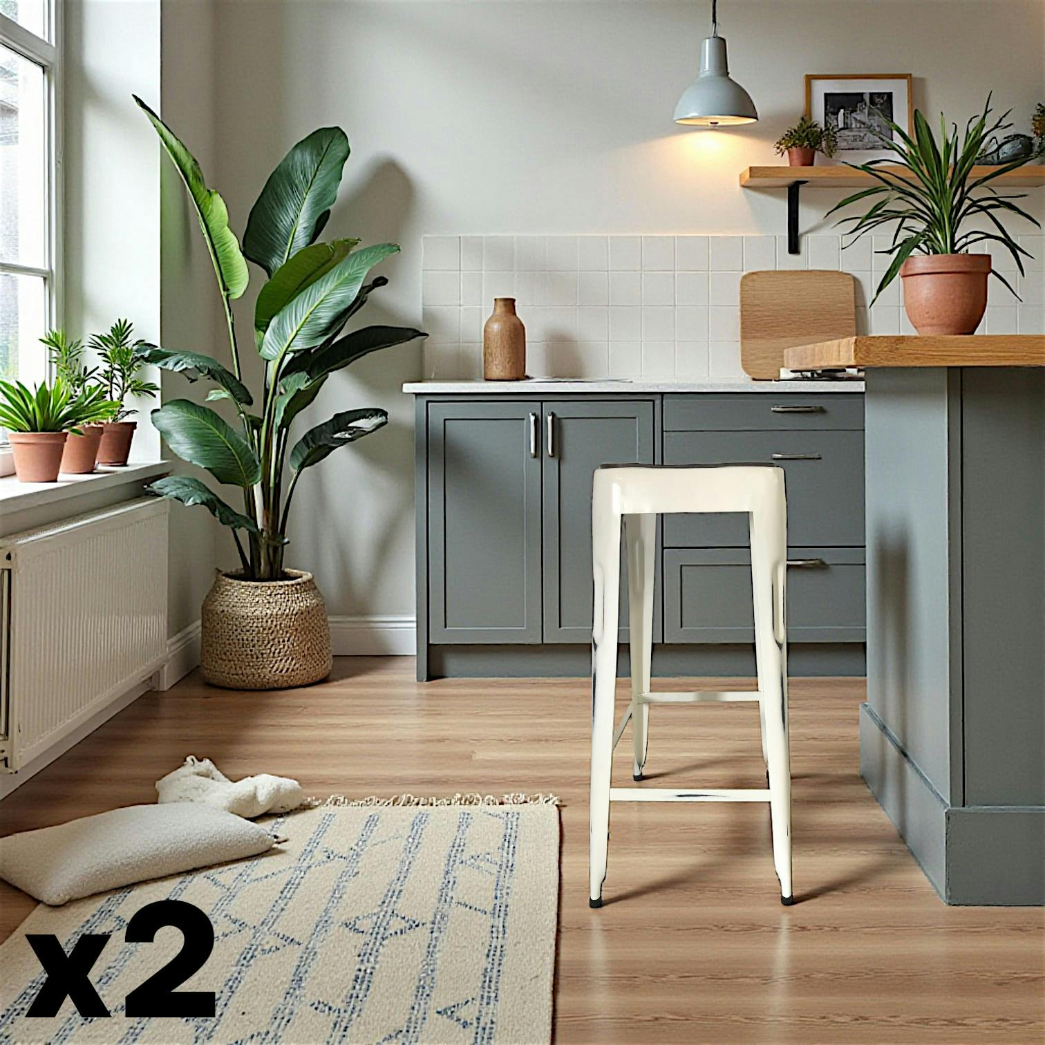 Tabouret de bar blanc (lot de 2) LEEDS