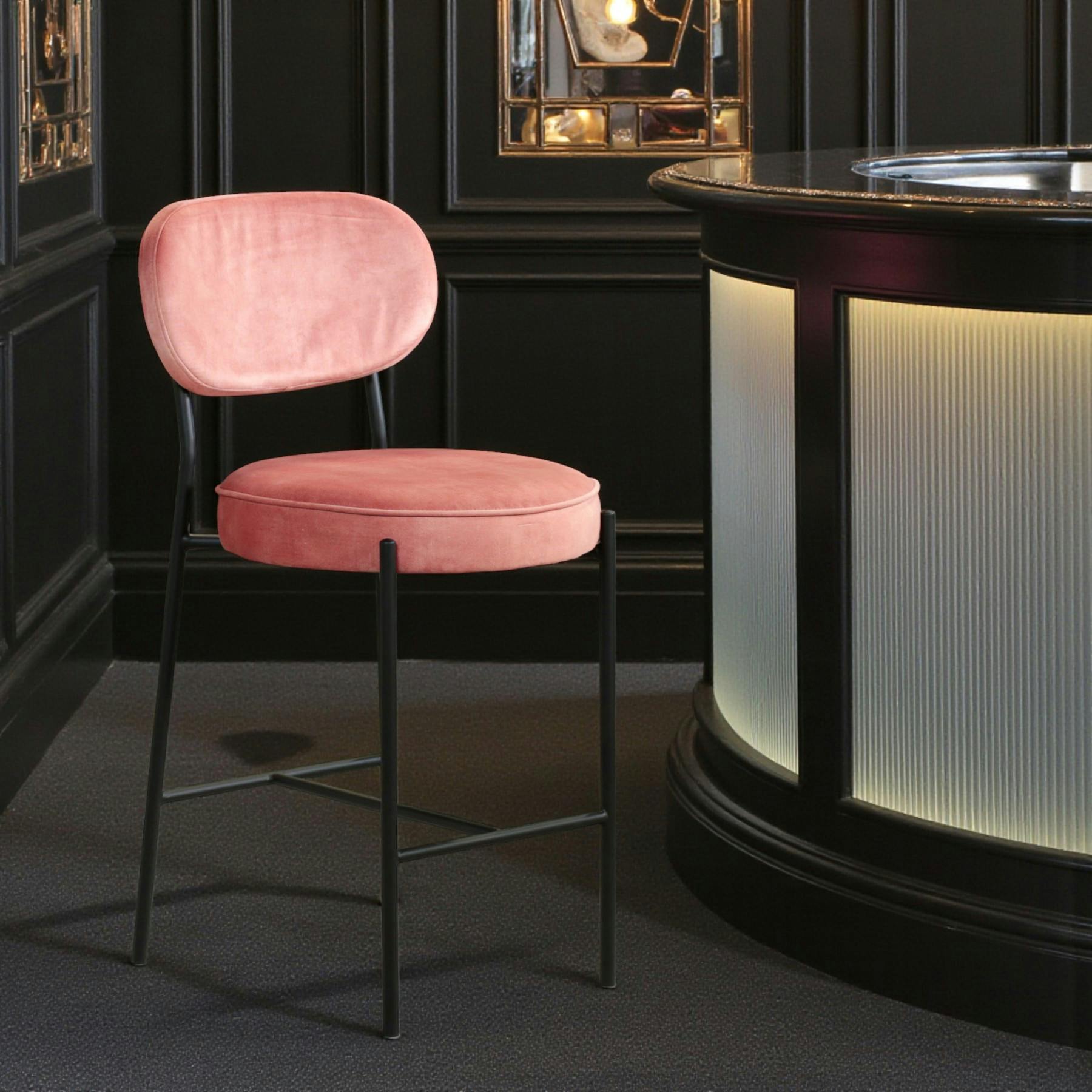 Tabouret de bar Rose Velours vidaXL | Leroy Merlin