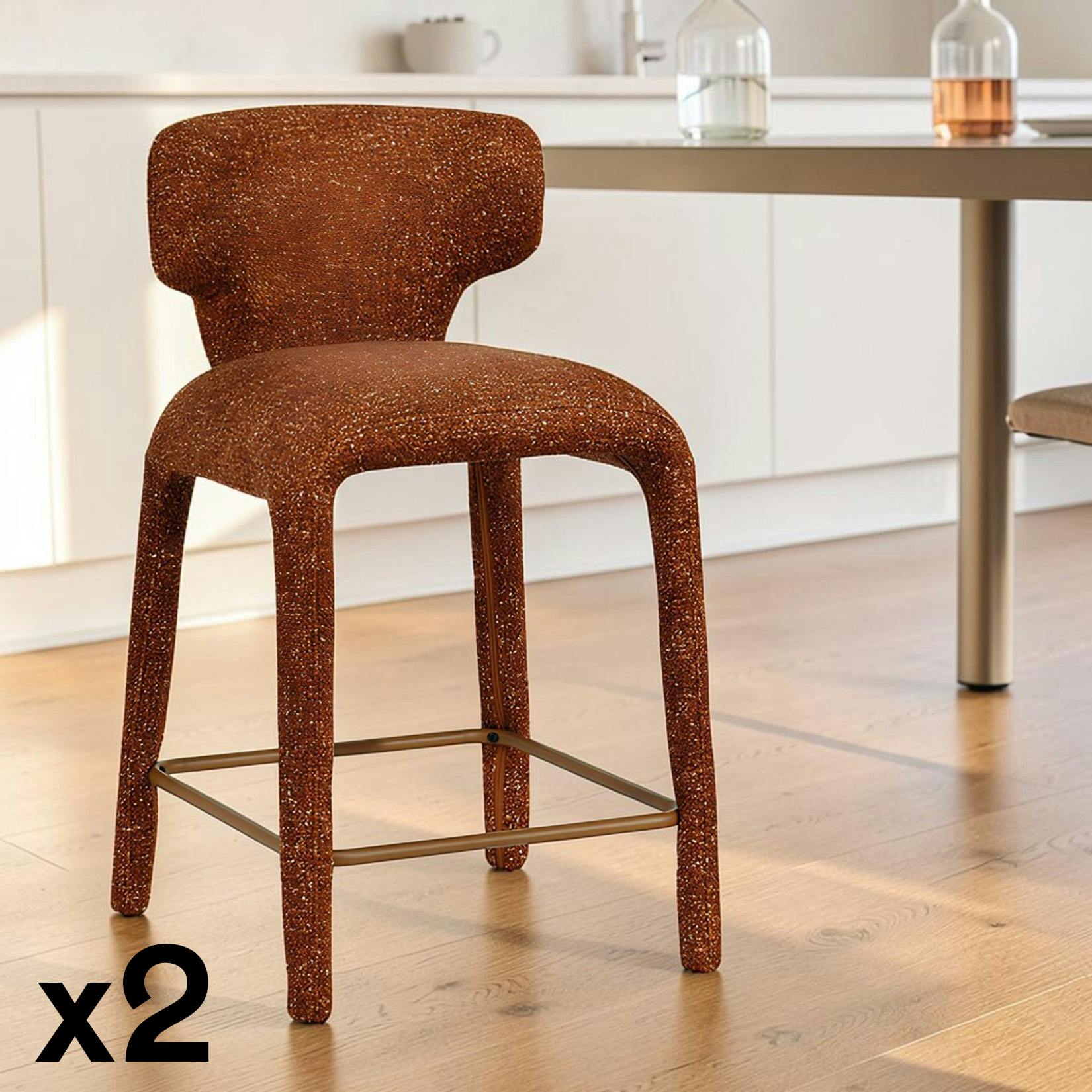Tabouret de bar design terracotta avec dossier (x2) TULSA