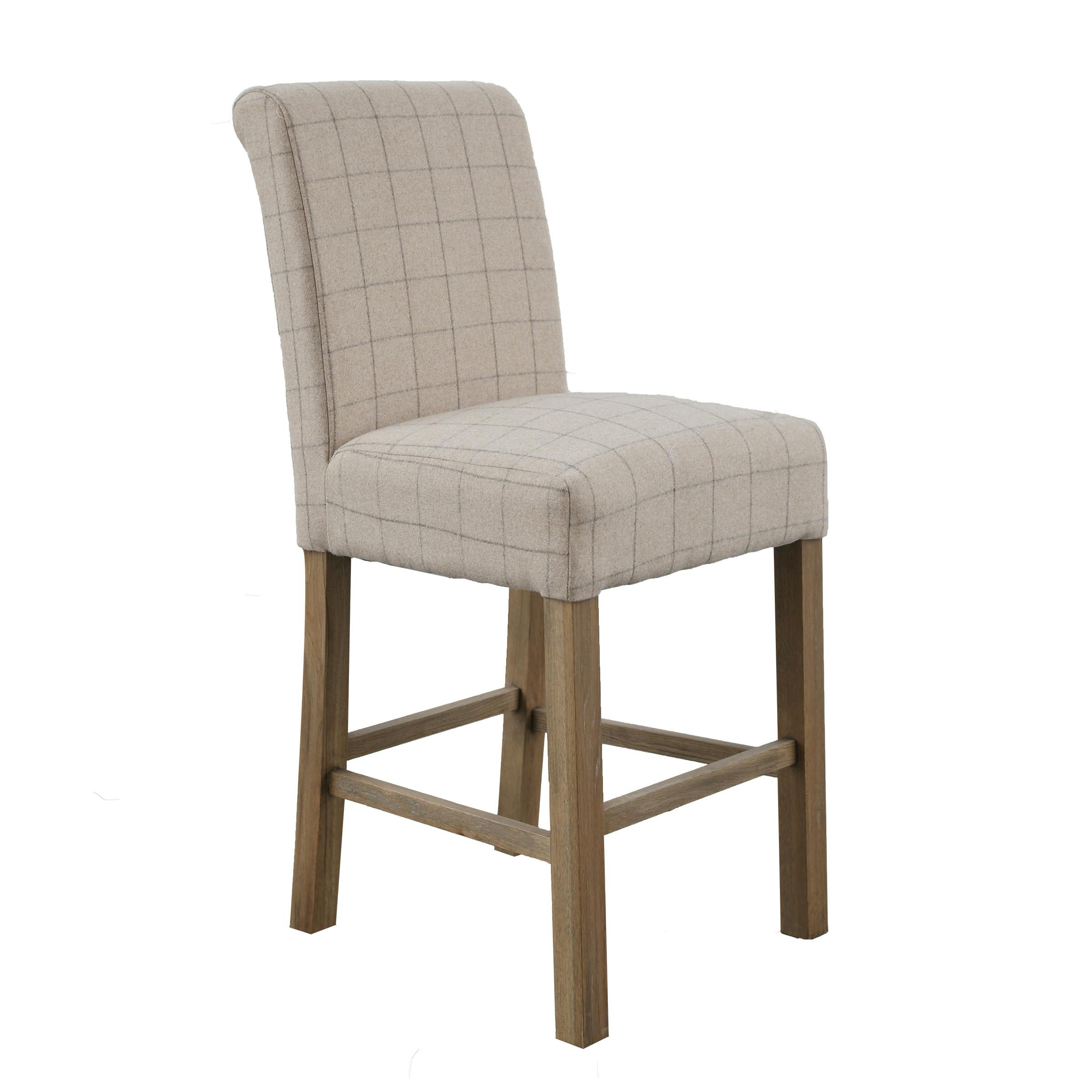 Tabouret de bar écru à carreaux COTTAGE