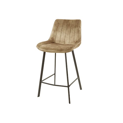 Tabouret de bar en velours beige motif ruban (lot de 2) MELBOURNE