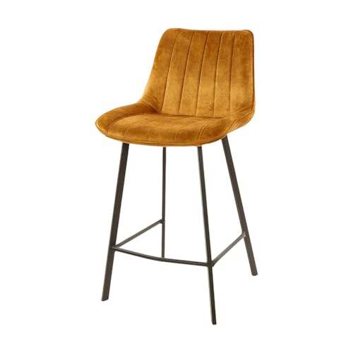 Tabouret de bar en velours moutarde motif ruban (lot de 2) MELBOURNE