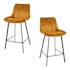 Tabouret de bar en velours moutarde motif ruban (lot de 2) MELBOURNE