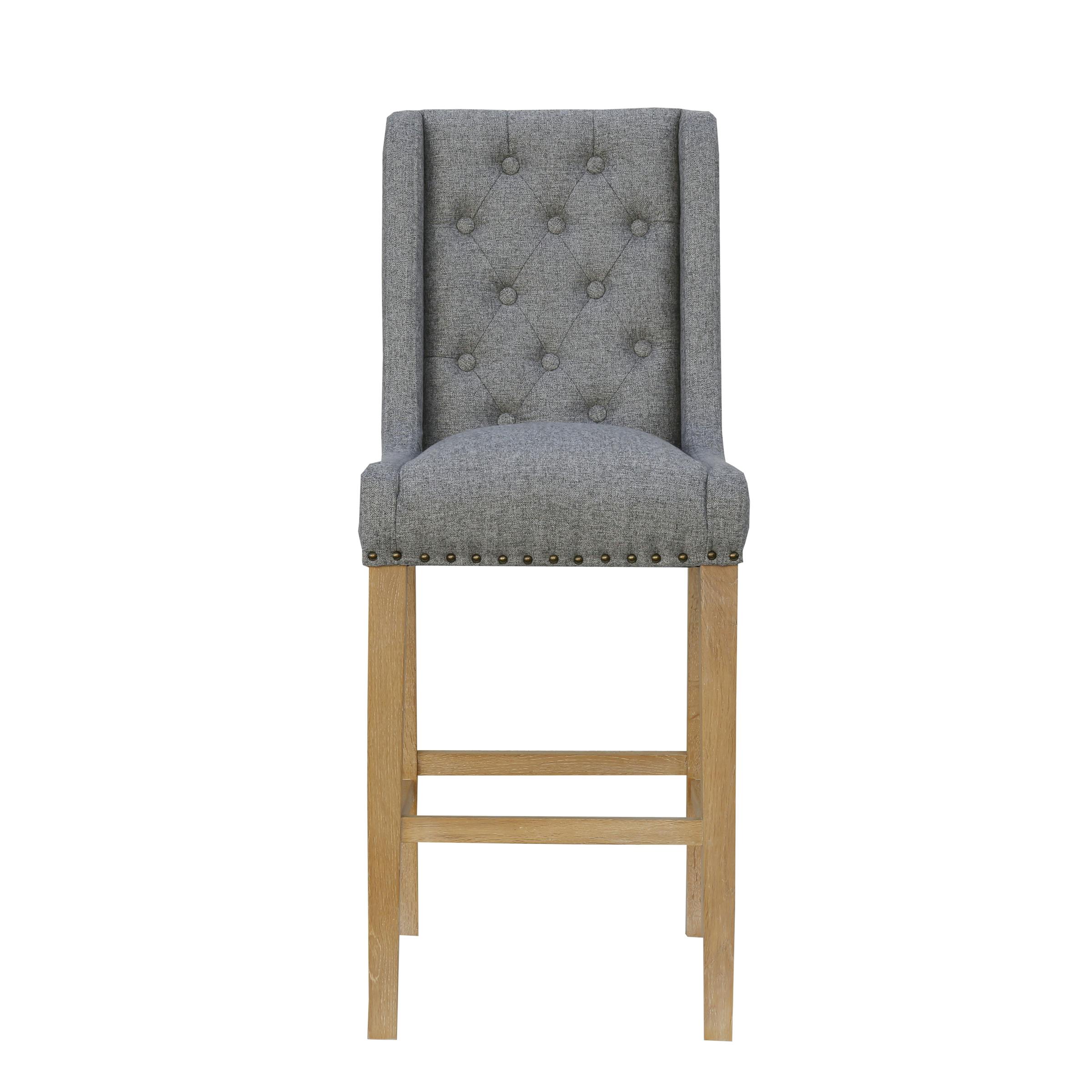 Tabouret de bar gris clair capitonné COTTAGE