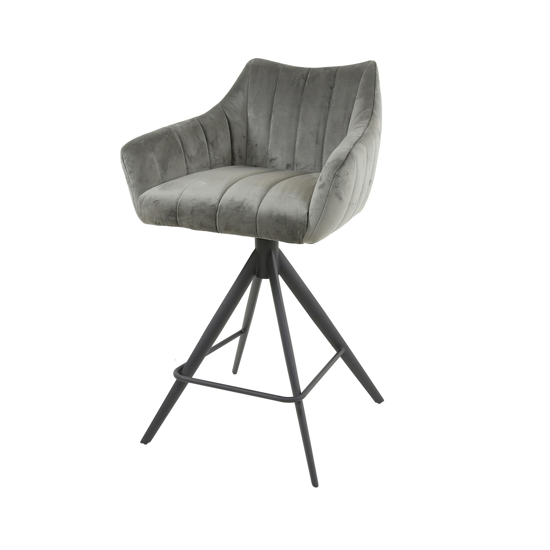 Tabouret de bar gris sombre en velours avec fonction pivotante (lot de 2) MELBOURNE