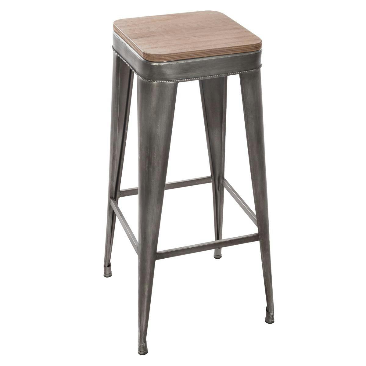 Tabouret de bar industriel couleur gris (lot de 2)