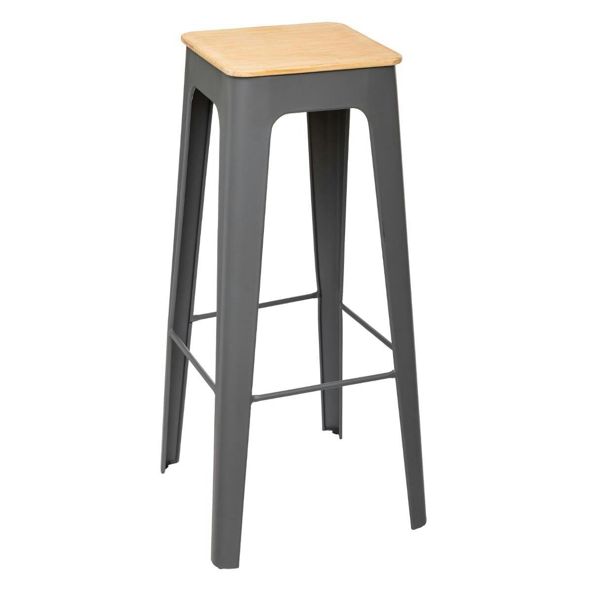Tabouret de bar métal gris (lot de 2)