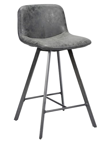 Chaise haute de bar en tissu noir pieds metal de style contemporain