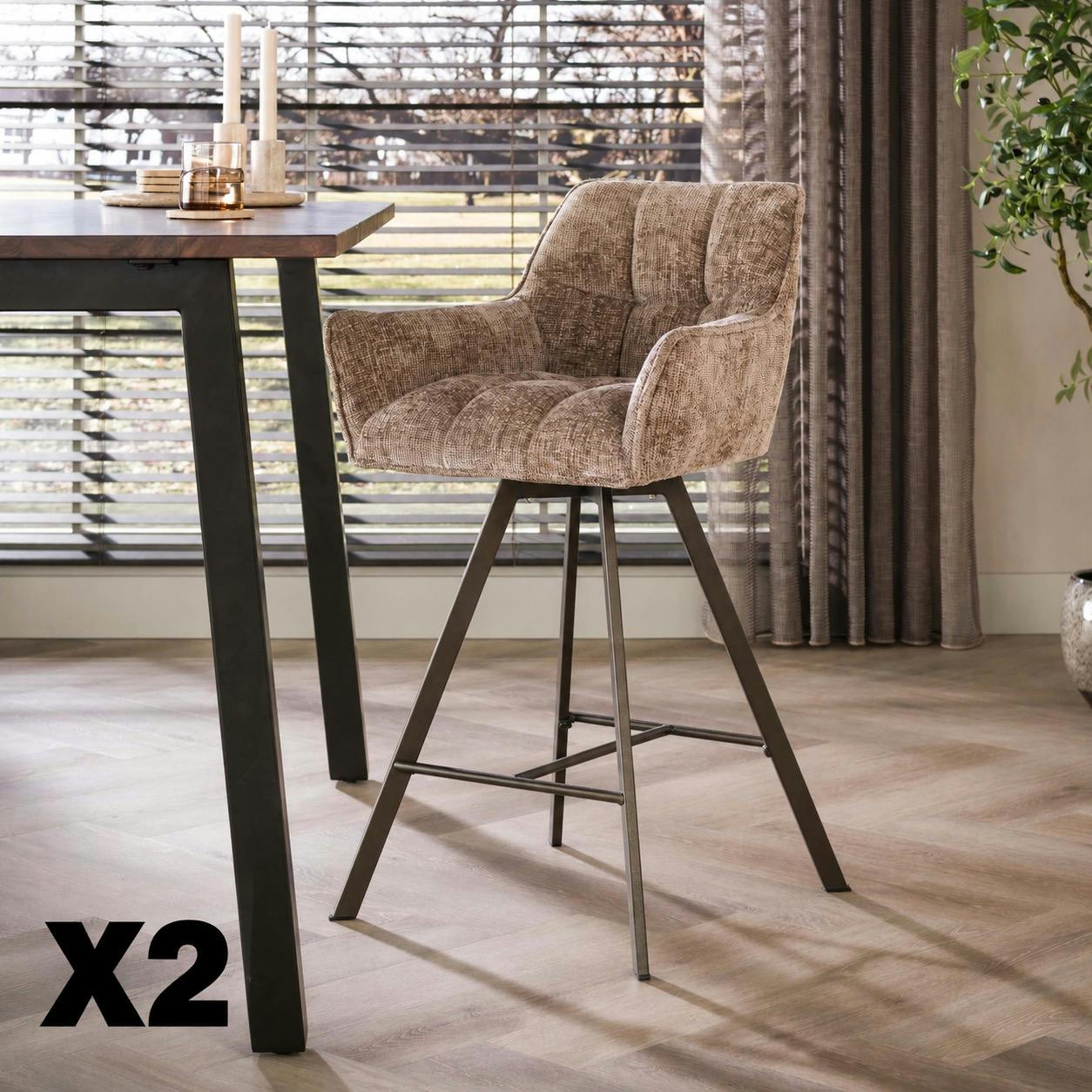 Tabouret de bar pivotant brun chaud (x2) MELBOURNE