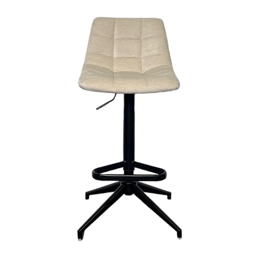 Tabouret de bar pivotant motif damier, velours écru (lot de 2) PALERME