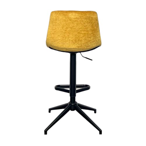 Tabouret de bar pivotant motif damier, velours moutarde (lot de 2) PALERME