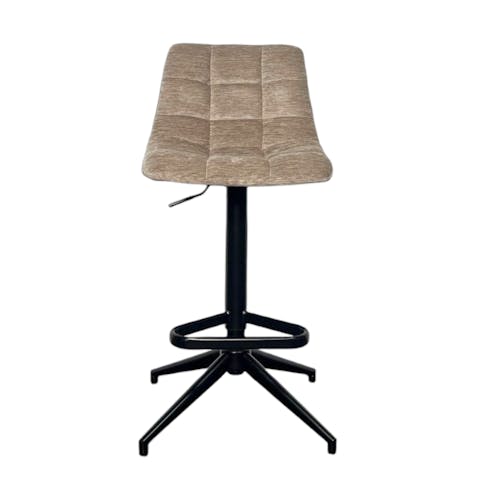 Tabouret de bar pivotant motif damier, velours taupe (lot de 2) PALERME