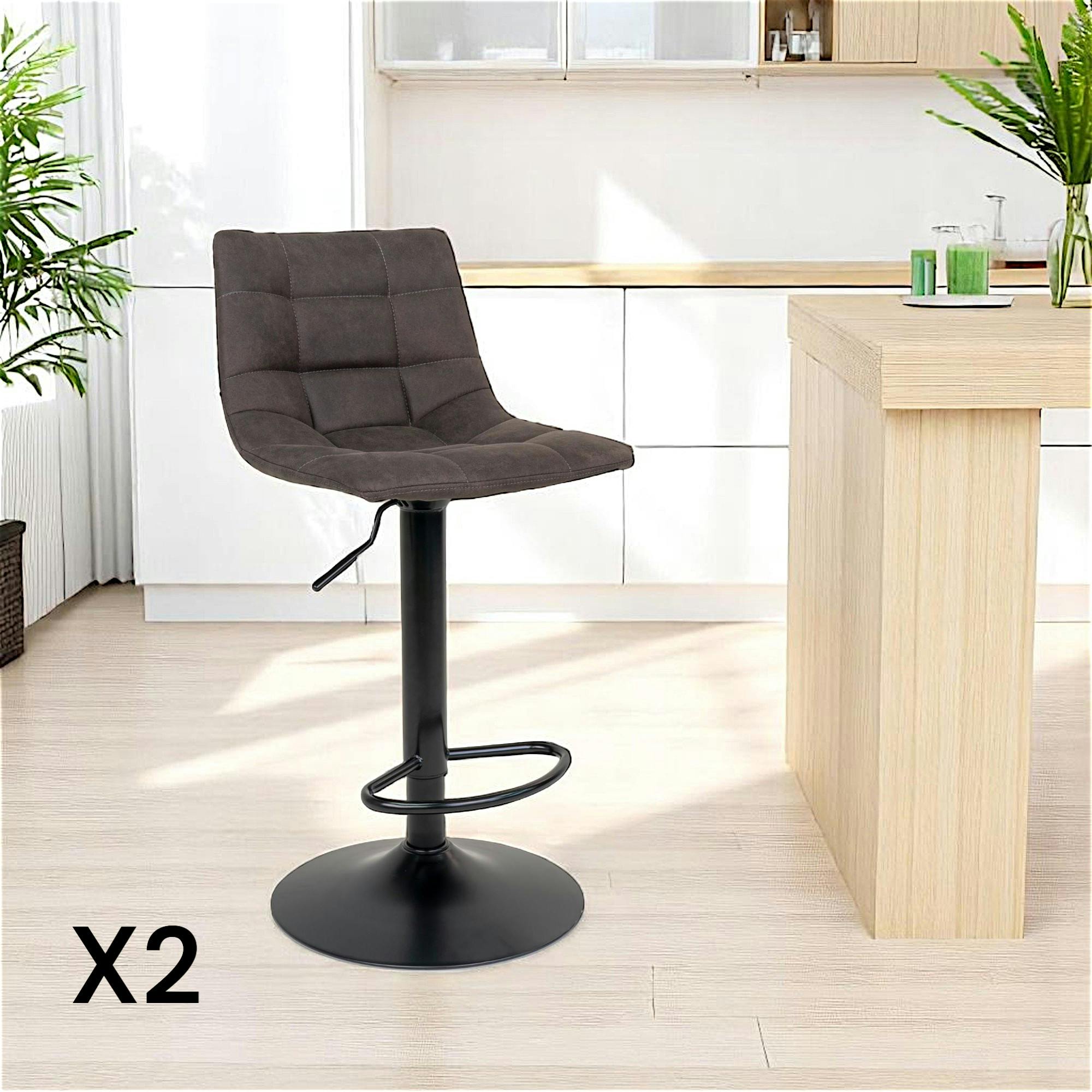 Tabouret de bar réglable en hauteur, gris foncé (lot de 2) SAVONE