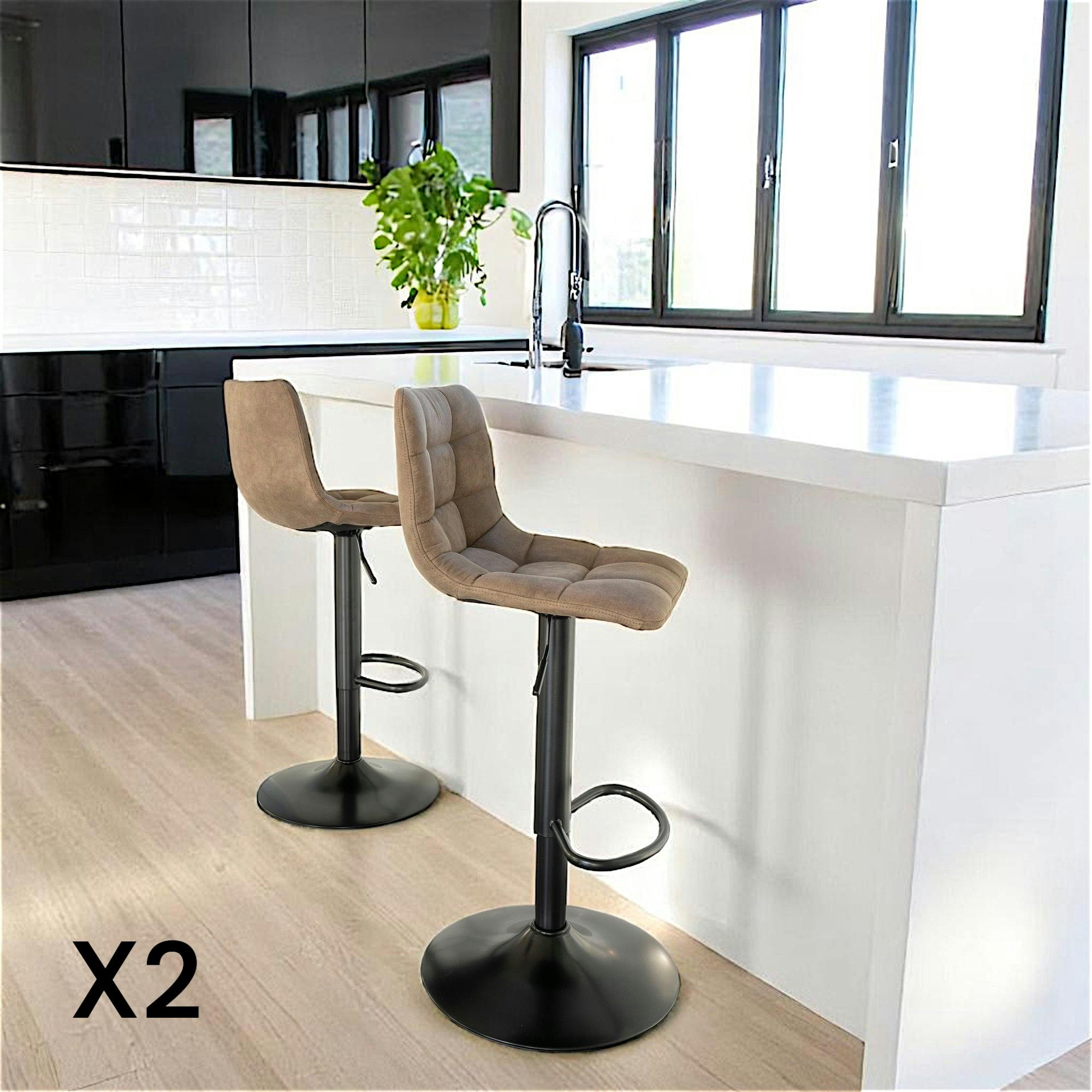 Tabouret de bar réglable en hauteur, marron clair (lot de 2) SAVONE