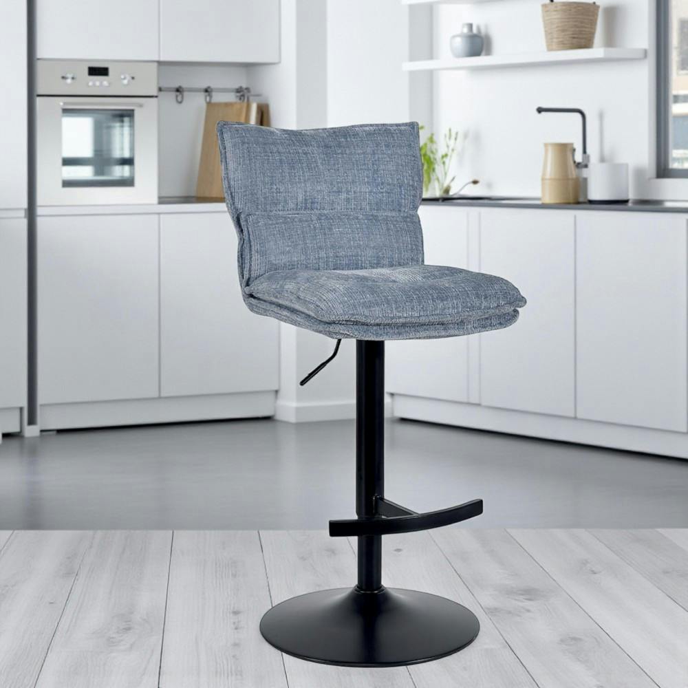 Tabouret de bar réglable en tissu gris bleu (lot de 2) IENA
