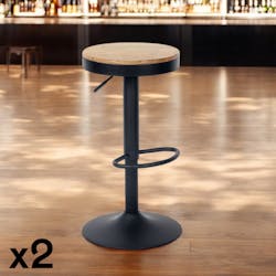 Tabouret de bar réglable métal noir (lot de 2) LEEDS