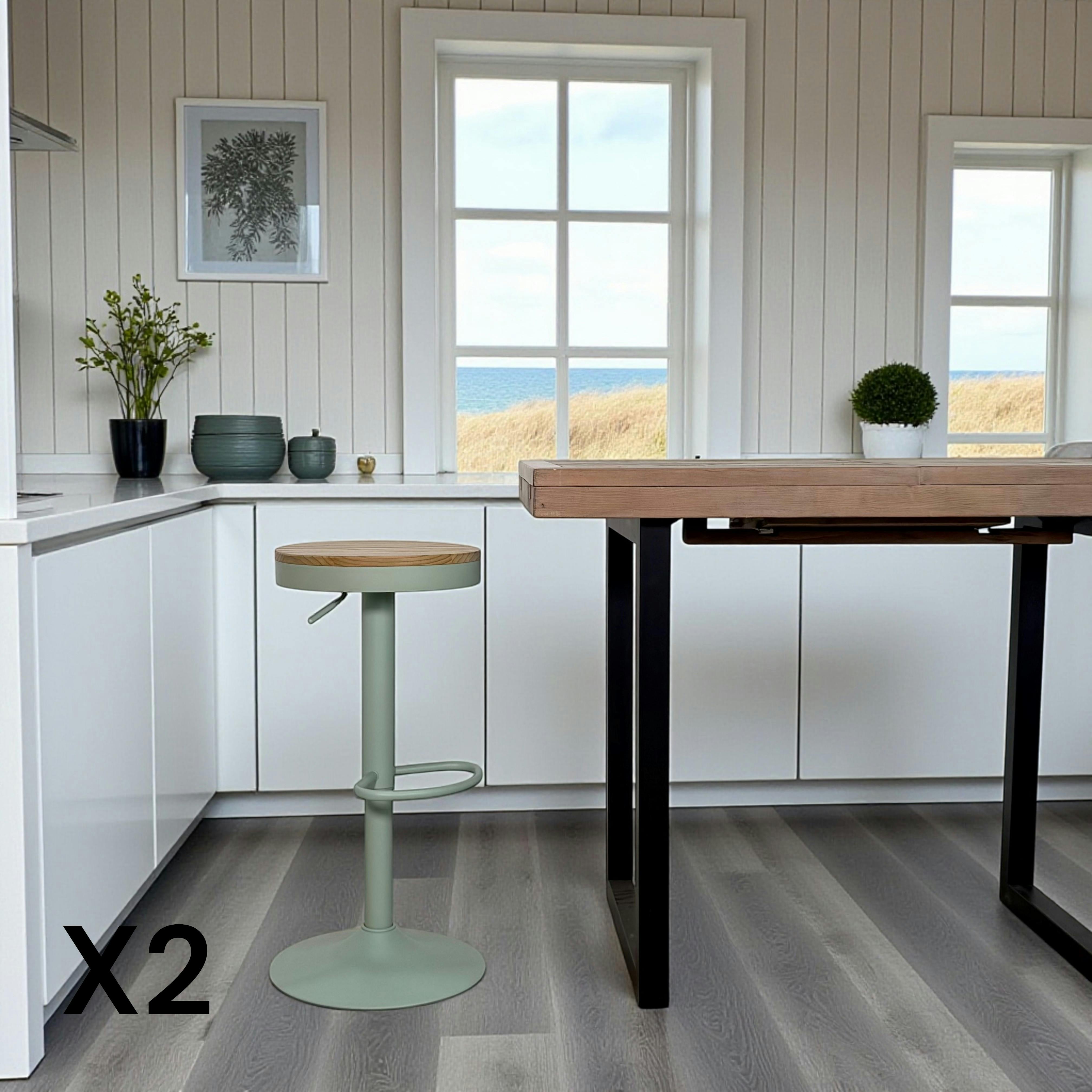 Tabouret de bar réglable métal vert (lot de 2) LEEDS
