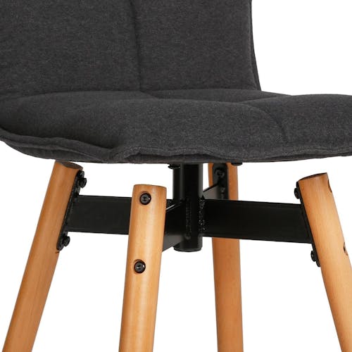 Chaise haute de bar en tissu gris pieds bois style scandinave