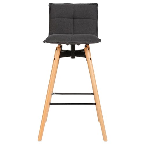 Chaise haute de bar en tissu gris pieds bois style scandinave