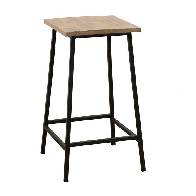 Tabouret en Hévéa recyclé naturel et métal 40x40x60cm LOFT