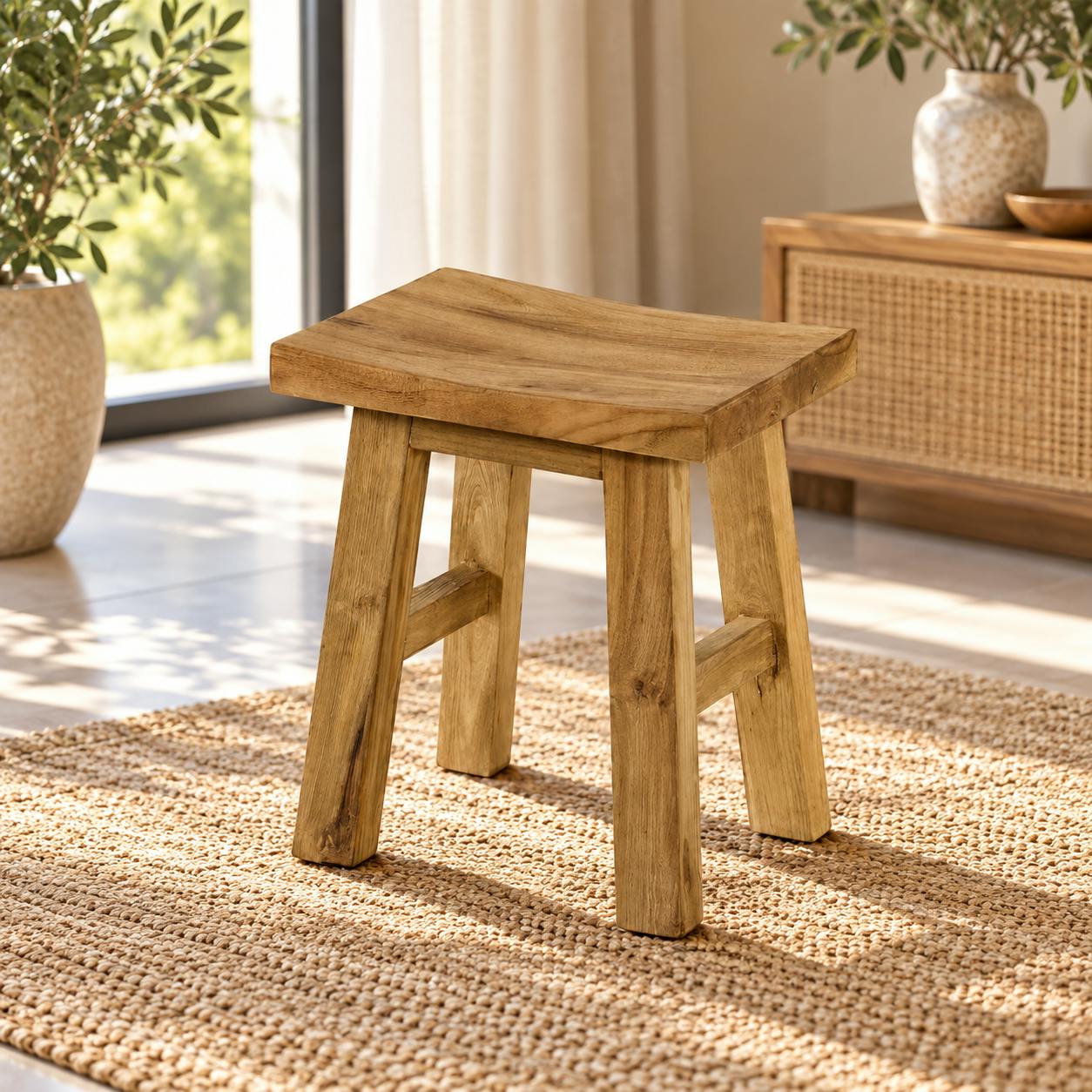 Tabouret en teck recyclé - 45 cm, ARIZONA