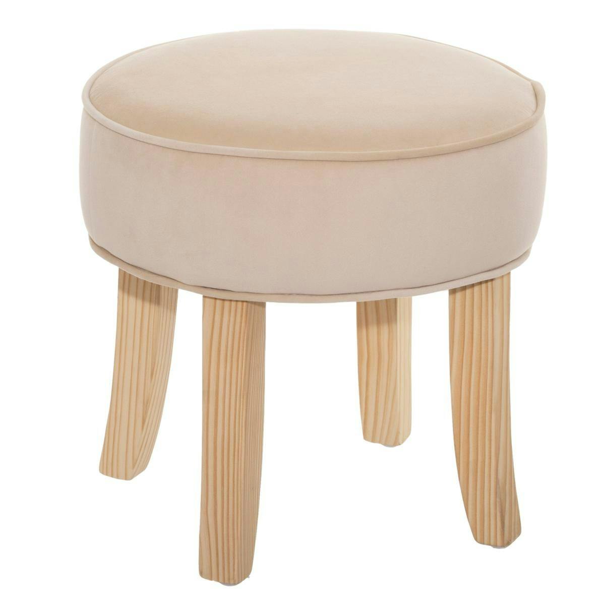 Tabouret en velours beige 35x35cm