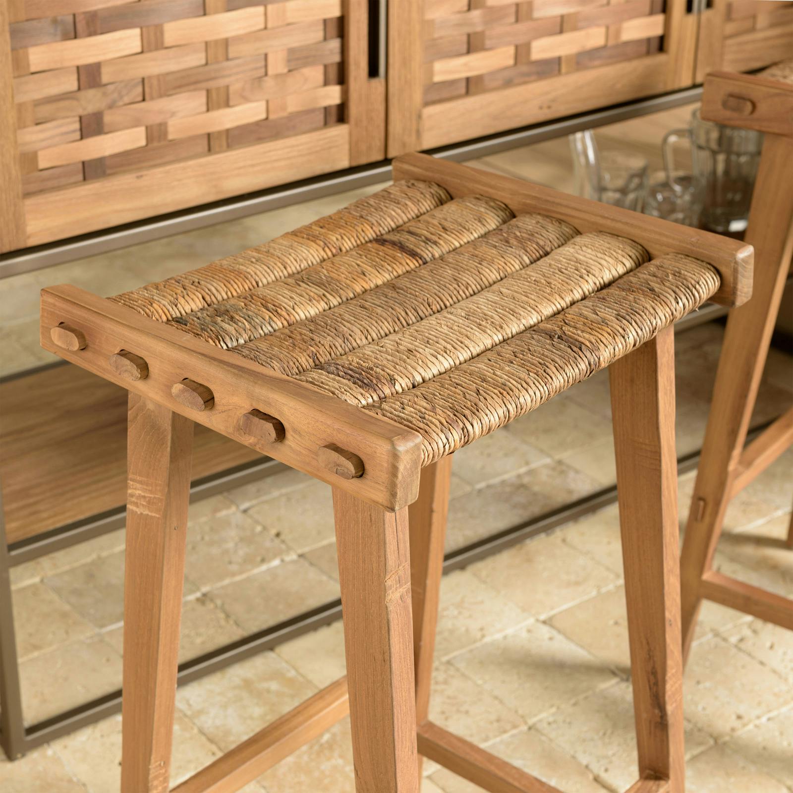 Tabouret haut de bar en chanvre naturel SWING