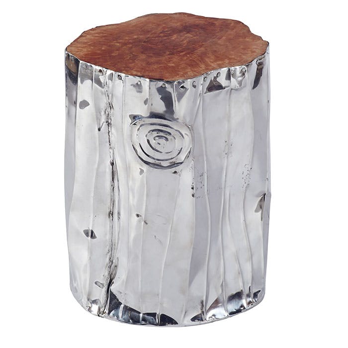 Tabouret Moderne 45cm Teck et Aluminium MARRAKECH