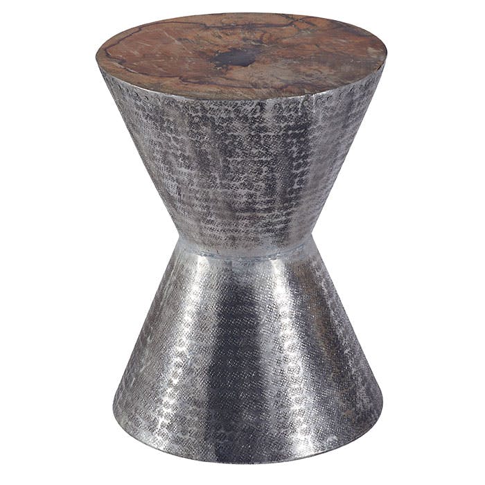 Tabouret Moderne 46cm Teck et Aluminium MARRAKECH