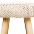 Tabouret / Pouf assise en maille coton beige et pieds bois D30xH41cm