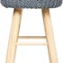 Tabouret / Pouf assise en maille coton gris et pieds bois D30xH41cm