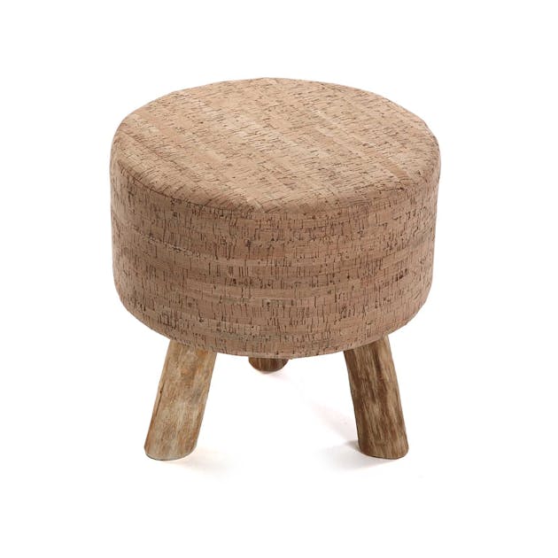 Tabouret Pouf bas rond tissu imprim li ge et pieds bois Tabouret Pouf bas rond tissu imprim li ge et pieds bois