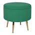 Tabouret pouf rond tissu vert pieds dorés OSLO (lot  de 2)