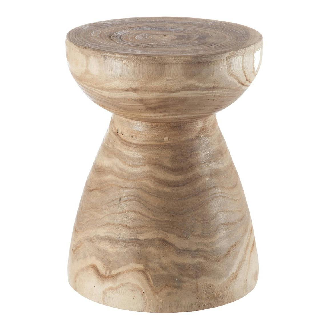Tabouret rond en paulownia clair - D31 H41cm