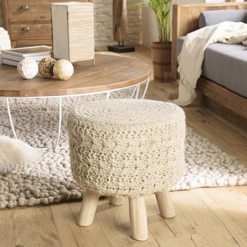 Tabouret rond tissu bohème TIM
