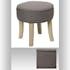 Tabouret rond tissu lin gris pieds bois 35x35